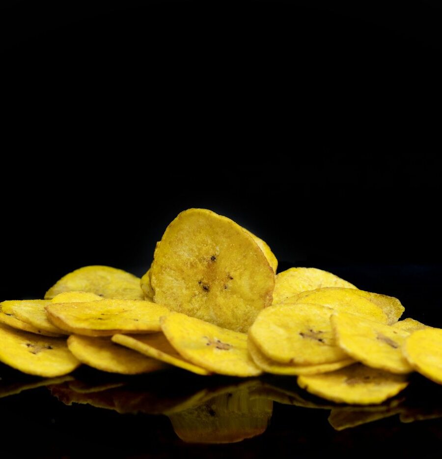 Crispy golden banana chips