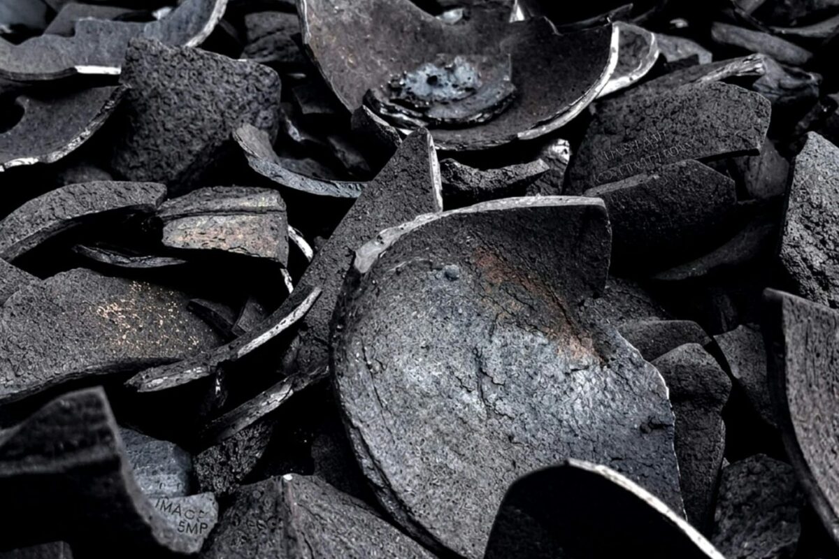 Pieces of coconut-shell charcoal