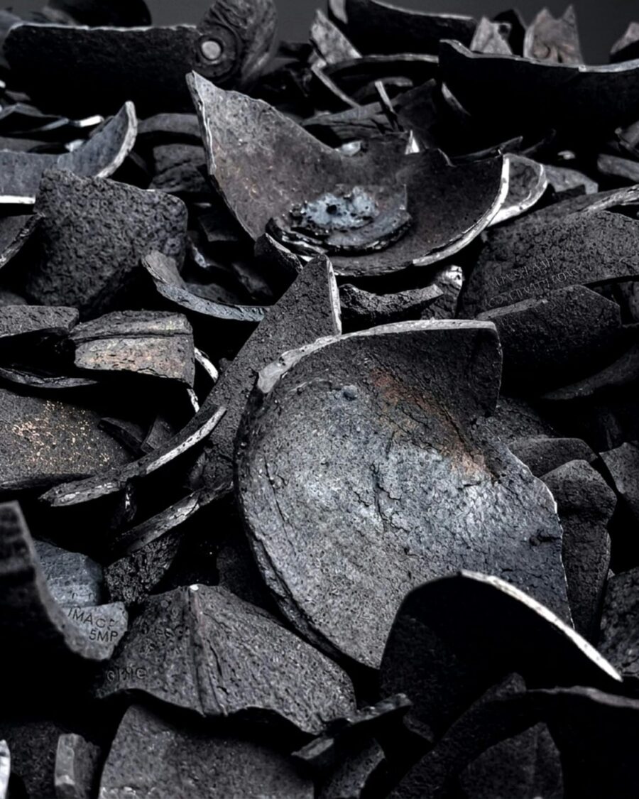 Pieces of coconut-shell charcoal