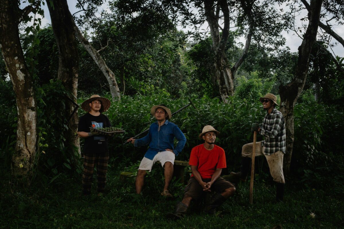 Young farmers resting in a plantation in South Sulawesi